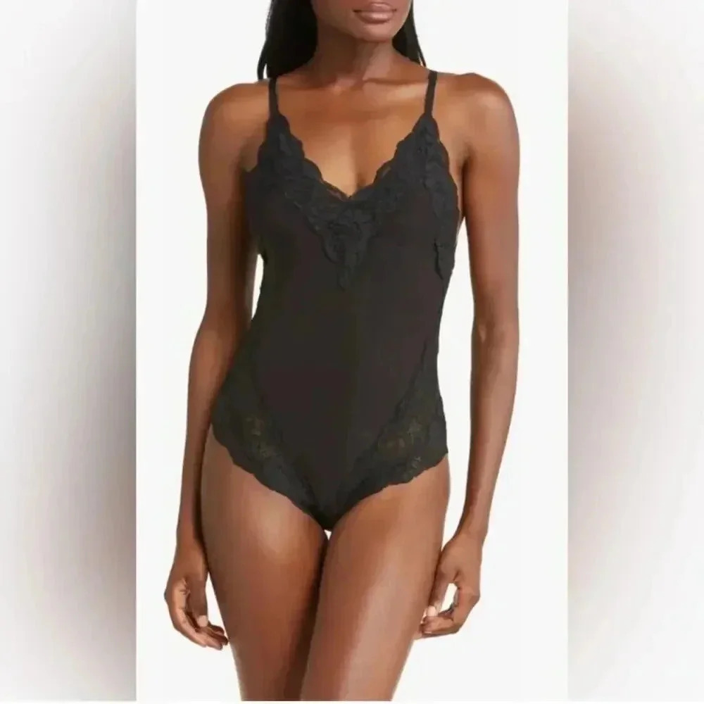 We Are HAH Back Off Bodysuit Lingerie In Black Noir Small NWT